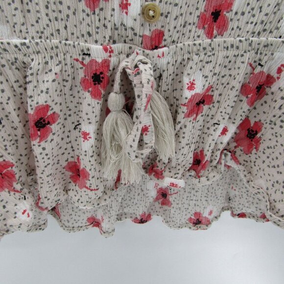 Angels Womens 3/4 Sleeve Button Front Floral Peplum Blouse Top XL Casual Rayon - Picture 6 of 14